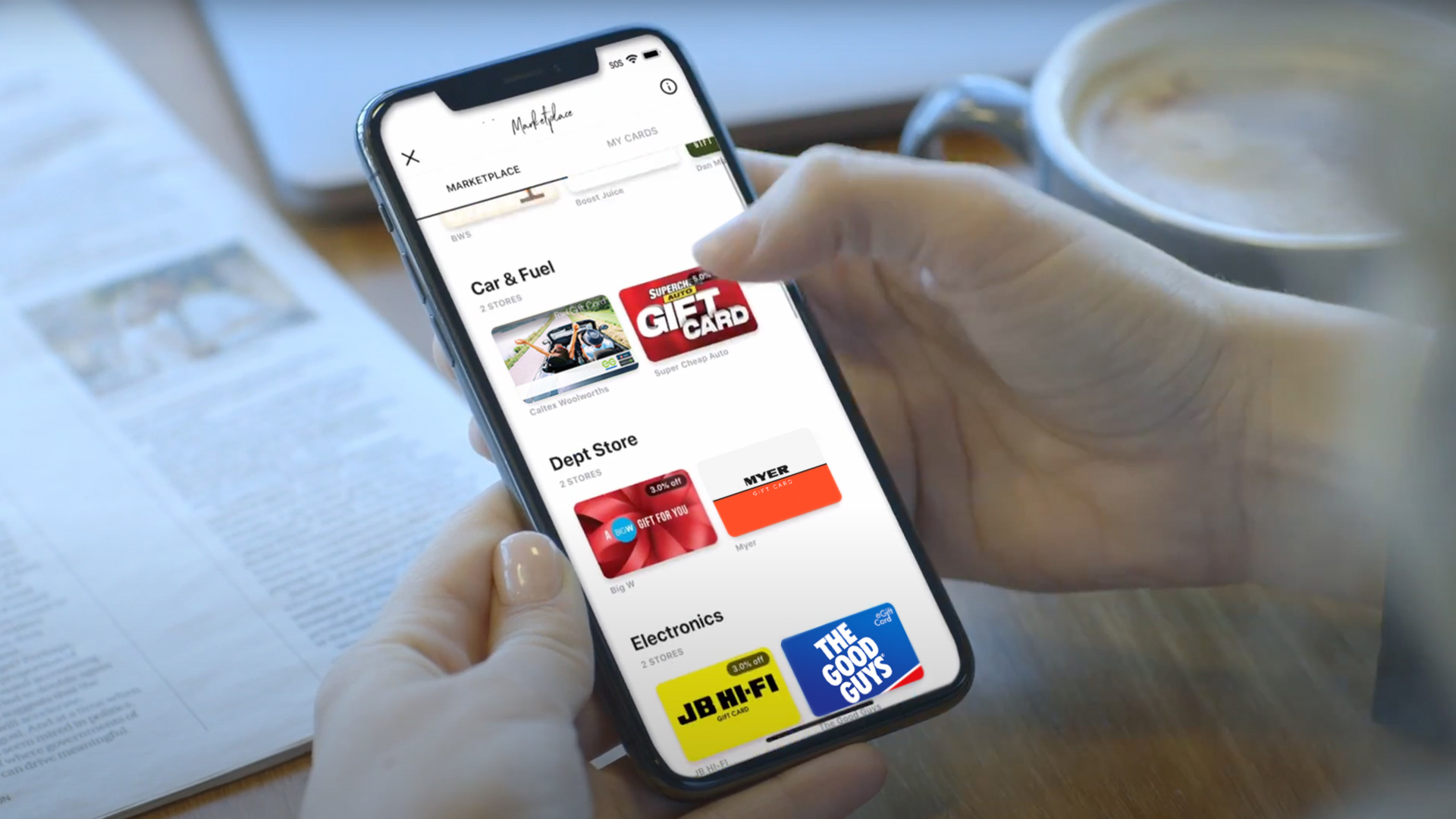 hand holding phone showing Macquarie budgeting app