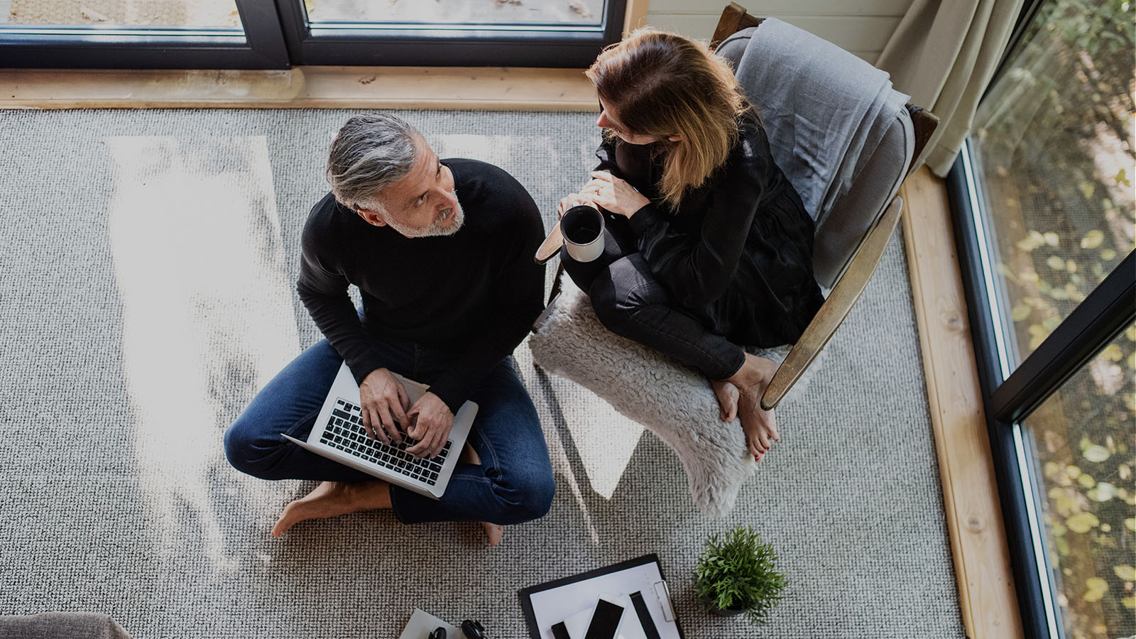 Aerial shot of couple